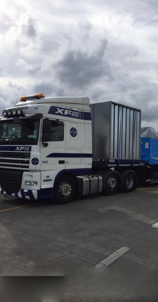 Lorry loaded with industrial equipment