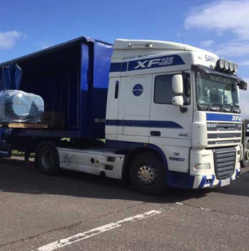 Large lorry ready to transport machinery
